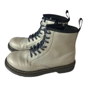 Dr. Martens Kids 1460 J Combat Zip Boots Size 3 Glitter Beige Lace Up Unisex