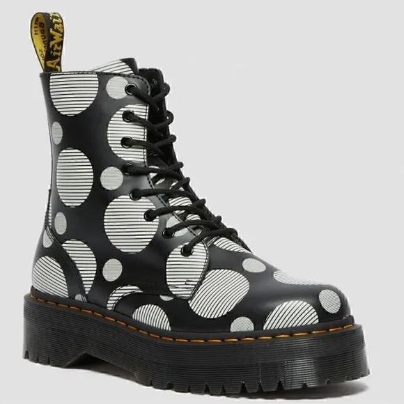 DR. MARTENS doc martens Platform polka dotted JADON moto boots! LIMITED EDITION!