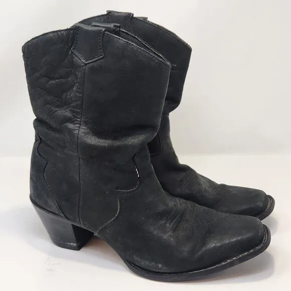 Durango Women 8 Inch Western Boots Size 9M Black Leather Slouchy Pull On Cowboy
