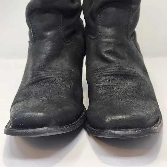 Durango Women 8 Inch Western Boots Size 9M Black Leather Slouchy Pull On Cowboy