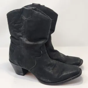 Durango Women 8 Inch Western Boots Size 9M Black Leather Slouchy Pull On Cowboy