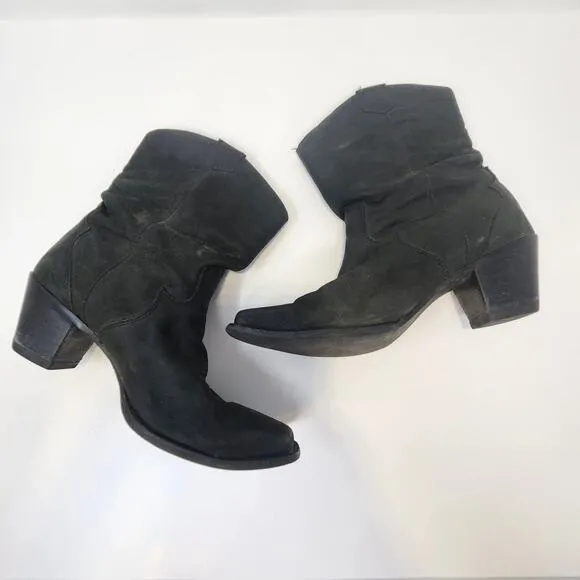 Durango Women 8 Inch Western Boots Size 9M Black Leather Slouchy Pull On Cowboy