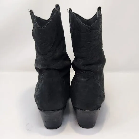 Durango Women 8 Inch Western Boots Size 9M Black Leather Slouchy Pull On Cowboy