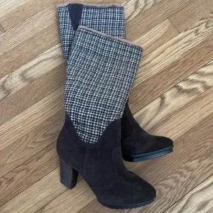 Easy Spirit anti gravity suede knee boots sz 8  3.25” heel houndstooth like new