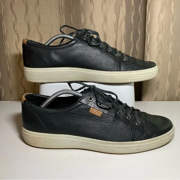 ECCO Kyle Men’s 11 Soft 7 Leather Sneakers Shoes Comfort Lace Up Casual Black