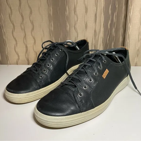 ECCO Kyle Men’s 11 Soft 7 Leather Sneakers Shoes Comfort Lace Up Casual Black