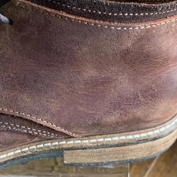 Ecco Mens Brown Leather Chukka Boots Size 7 Dress Casual Shoes Lace Up