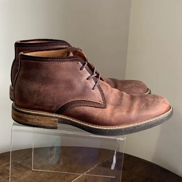 Ecco Mens Brown Leather Chukka Boots Size 7 Dress Casual Shoes Lace Up