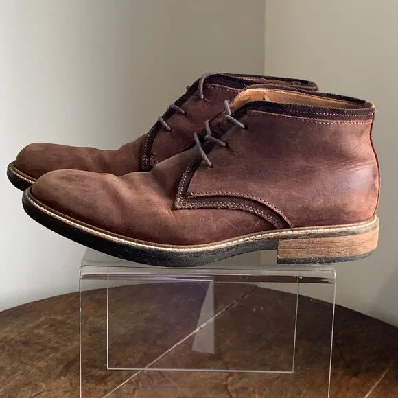 Ecco Mens Brown Leather Chukka Boots Size 7 Dress Casual Shoes Lace Up