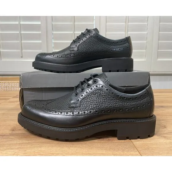 Ecco Men's Metropole Oslo Black Leather Brogue Shoe Size 9/9.5 US 43 EU NIB