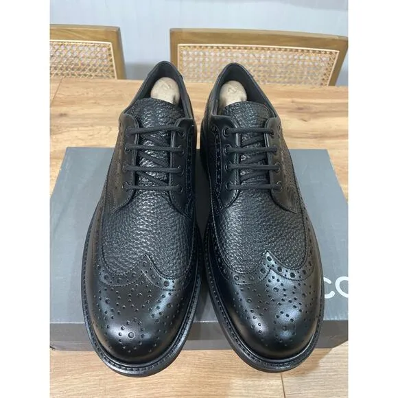 Ecco Men's Metropole Oslo Black Leather Brogue Shoe Size 9/9.5 US 43 EU NIB