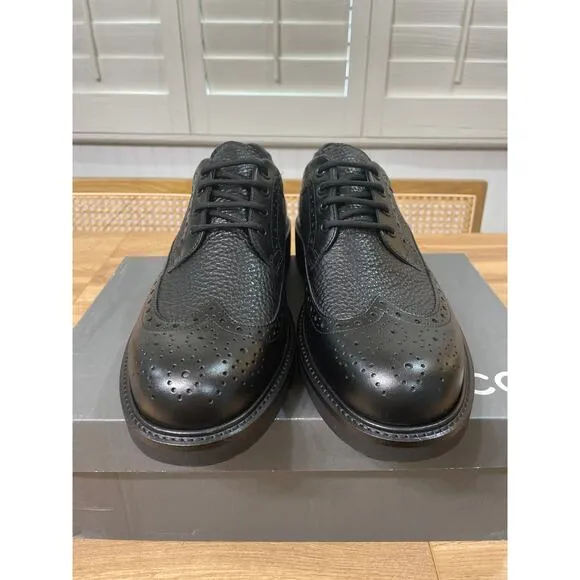 Ecco Men's Metropole Oslo Black Leather Brogue Shoe Size 9/9.5 US 43 EU NIB
