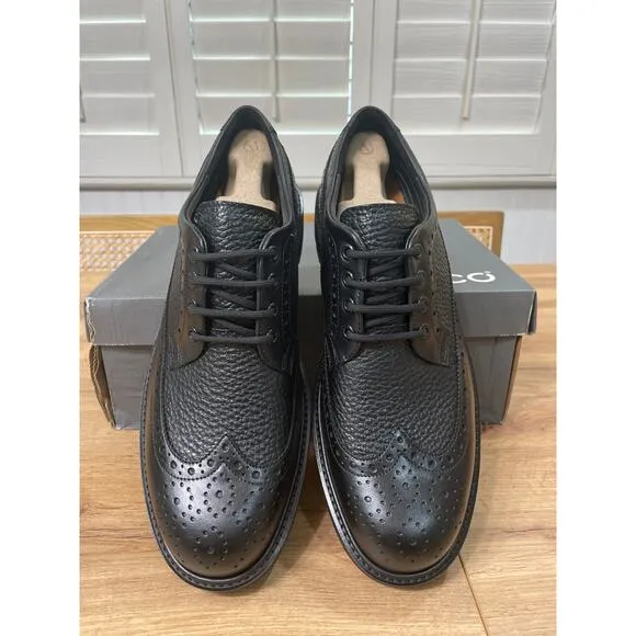 Ecco Men's Metropole Oslo Black Leather Brogue Shoe Size 9/9.5 US 43 EU NIB