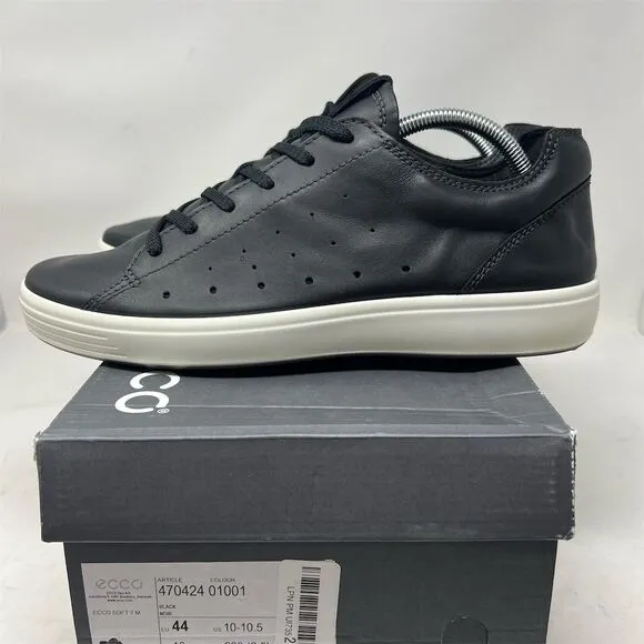 ECCO Men's Soft 7 Cloud Black Leather Sneakers Size 10 Casual