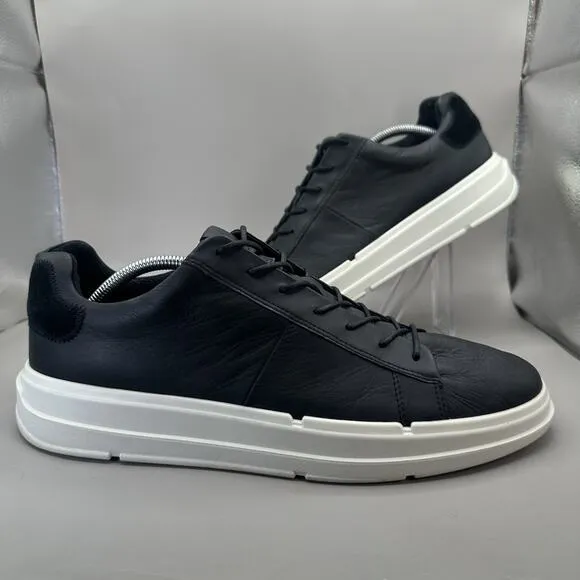 ECCO Mens Soft X Black White Leather Casual Sneakers Shoes US 12-12.5 M