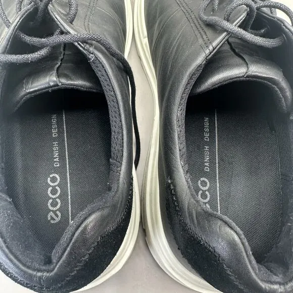 ECCO Mens Soft X Black White Leather Casual Sneakers Shoes US 12-12.5 M