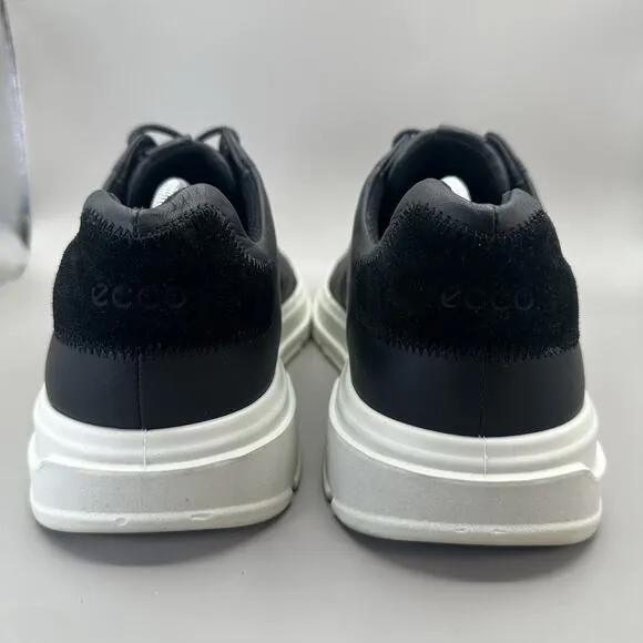 ECCO Mens Soft X Black White Leather Casual Sneakers Shoes US 12-12.5 M