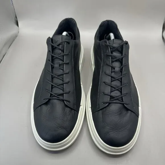 ECCO Mens Soft X Black White Leather Casual Sneakers Shoes US 12-12.5 M