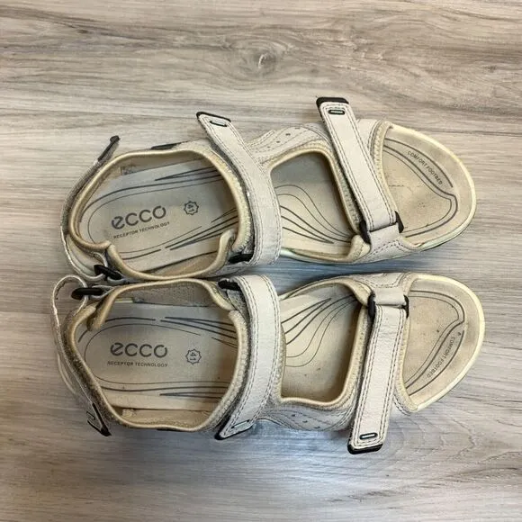Ecco Sandals Womens Size 41 US 10-10.5 Strappy Beige Leather Open Toe Casual