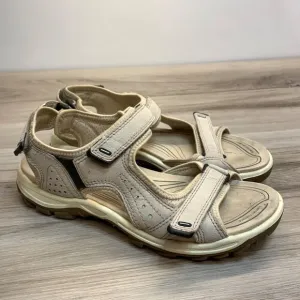 Ecco Sandals Womens Size 41 US 10-10.5 Strappy Beige Leather Open Toe Casual