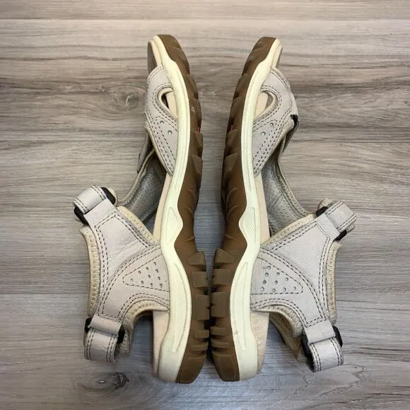Ecco Sandals Womens Size 41 US 10-10.5 Strappy Beige Leather Open Toe Casual