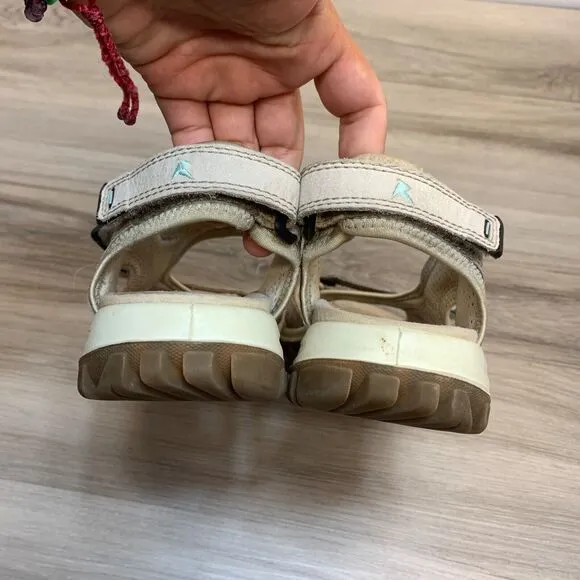 Ecco Sandals Womens Size 41 US 10-10.5 Strappy Beige Leather Open Toe Casual