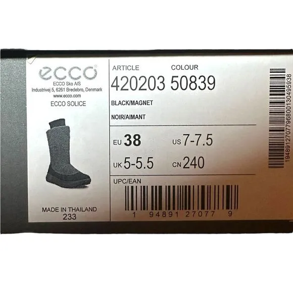Ecco size 7 -7.5 women’s black magnet 420203. Waterproof winter boots.