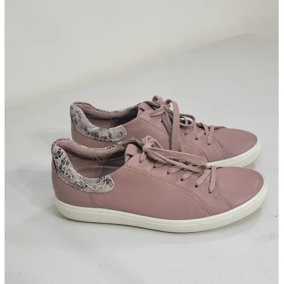 ECCO Sneakers Womens 9-9.5 Soft Pink Leather Lace Up Sneaker Danish Design Shoe