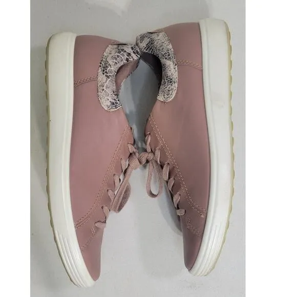 ECCO Sneakers Womens 9-9.5 Soft Pink Leather Lace Up Sneaker Danish Design Shoe