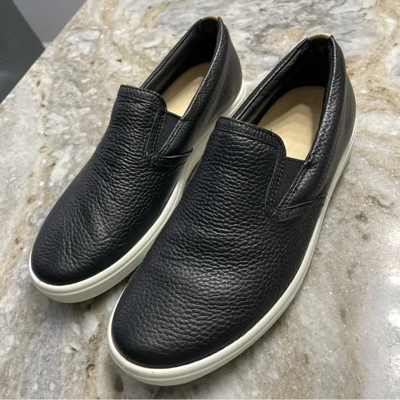 ECCO Soft 7 Black Leather Slip-On Shoes Women's US 8-8.5 EU 39