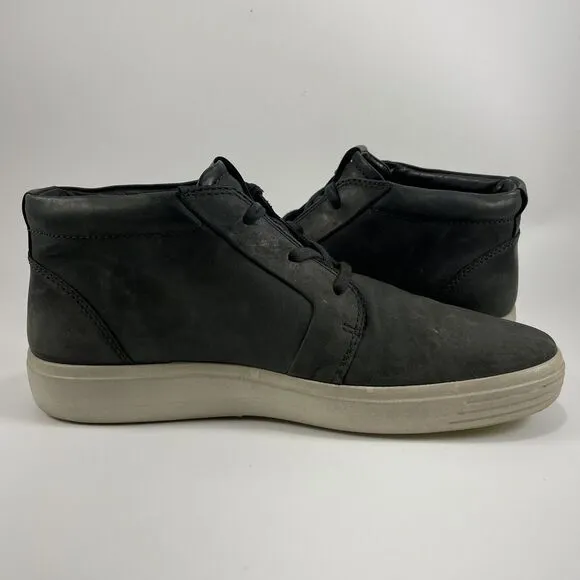 Ecco Soft 7 Chukka Ankle Boots Mens Size 8 Black Nubuck Leather Casual Lace Up