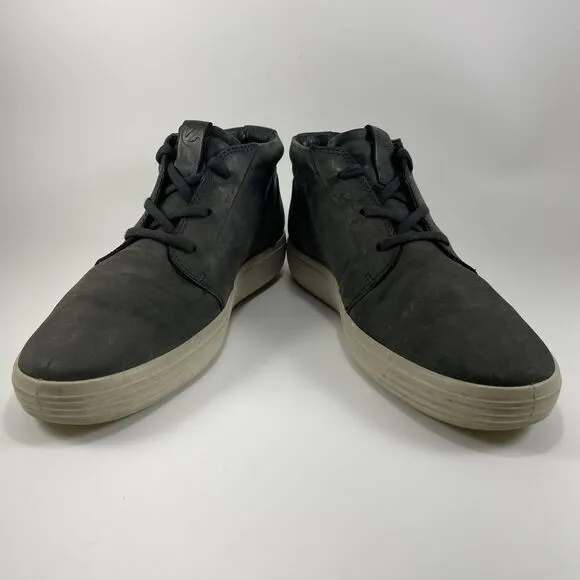 Ecco Soft 7 Chukka Ankle Boots Mens Size 8 Black Nubuck Leather Casual Lace Up