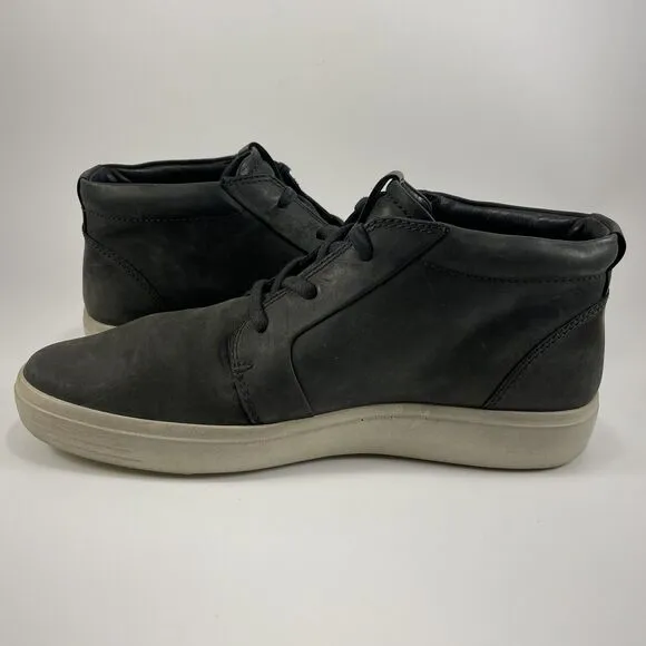 Ecco Soft 7 Chukka Ankle Boots Mens Size 8 Black Nubuck Leather Casual Lace Up