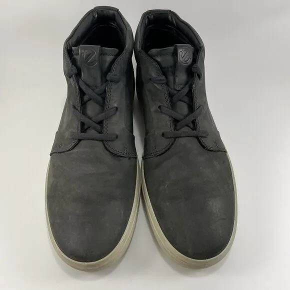 Ecco Soft 7 Chukka Ankle Boots Mens Size 8 Black Nubuck Leather Casual Lace Up