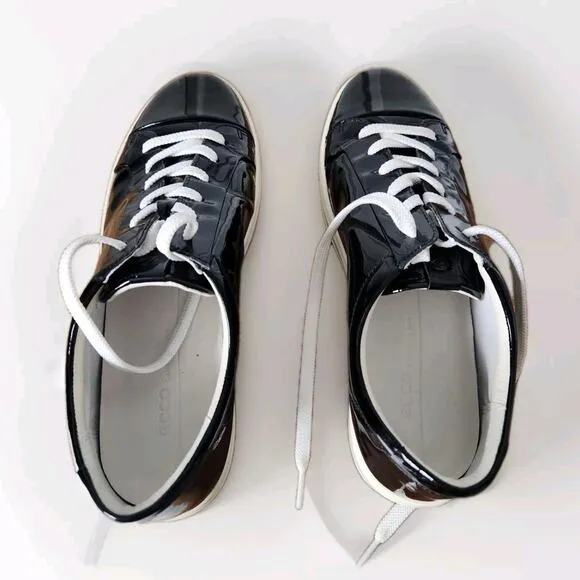 ECCO Soft 7 W 2.0 Sneaker Black Patent Leather Size 10 /10,5 Pre-owned