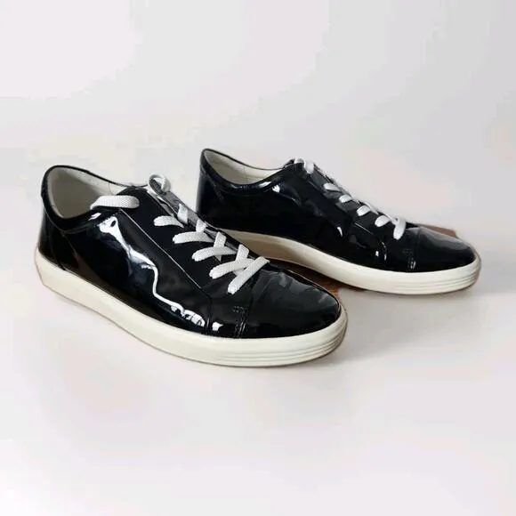 ECCO Soft 7 W 2.0 Sneaker Black Patent Leather Size 10 /10,5 Pre-owned