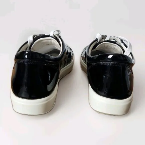 ECCO Soft 7 W 2.0 Sneaker Black Patent Leather Size 10 /10,5 Pre-owned