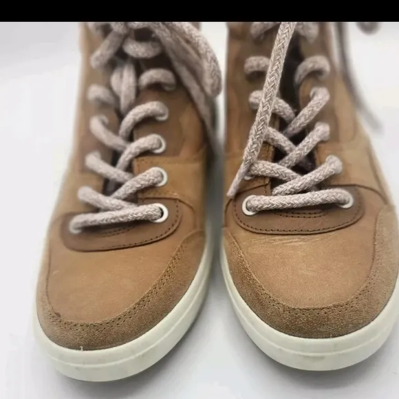 ECCO Soft 7 Wedge Tred Women's Boot Wool Lining Light Brown Ankle Boots Shoes 8