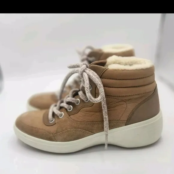 ECCO Soft 7 Wedge Tred Women's Boot Wool Lining Light Brown Ankle Boots Shoes 8