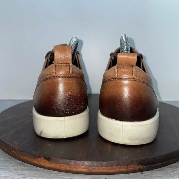 Ecco Soft 7 Brown Leather Sneakers Mens EU 40 US 6 Casual Lace Up Shoes Comfort