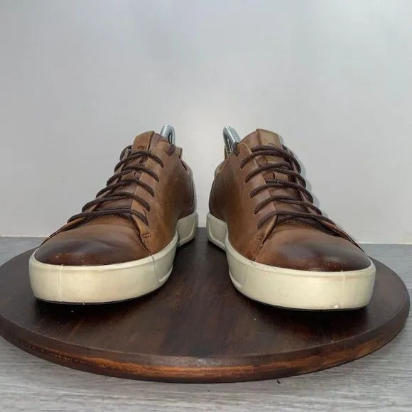 Ecco Soft 7 Brown Leather Sneakers Mens EU 40 US 6 Casual Lace Up Shoes Comfort