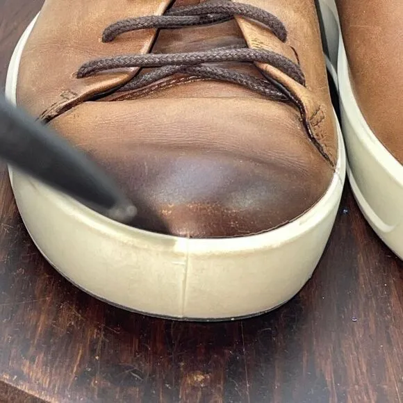 Ecco Soft 7 Brown Leather Sneakers Mens EU 40 US 6 Casual Lace Up Shoes Comfort