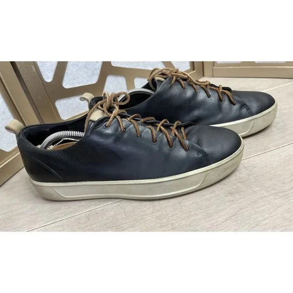 Ecco - Soft 8 LX Men Black Leather Sneakers Shoes 45 Us 11
