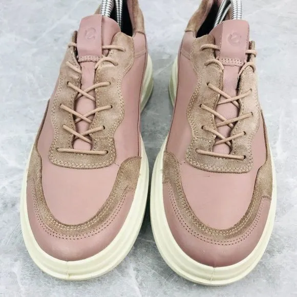 Ecco Soft X Woodrose Womens‎ Size 10-10.5 Sneakers Suede Leather Lace Up Shoes