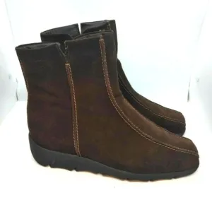 Ecco Womens Brown Leather Casual Zip Up Boots Size 38 US 7 To 7.5‎ Ecco Boots