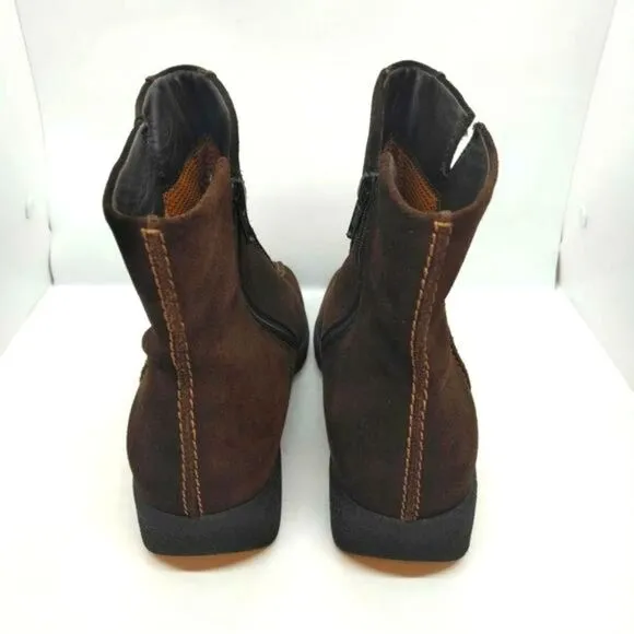 Ecco Womens Brown Leather Casual Zip Up Boots Size 38 US 7 To 7.5‎ Ecco Boots