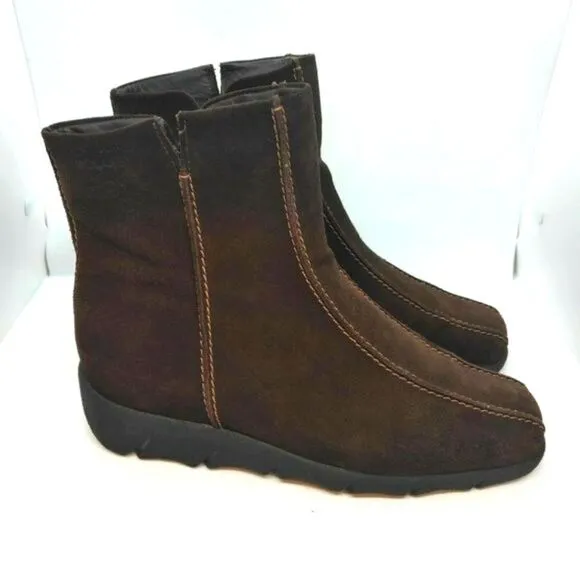 Ecco Womens Brown Leather Casual Zip Up Boots Size 38 US 7 To 7.5‎ Ecco Boots