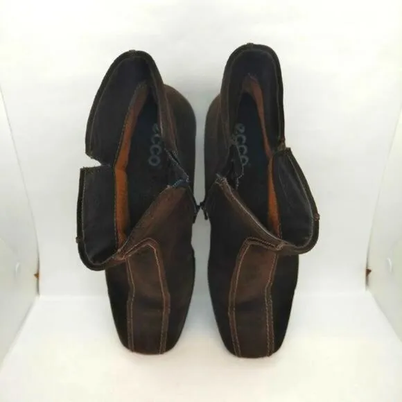 Ecco Womens Brown Leather Casual Zip Up Boots Size 38 US 7 To 7.5‎ Ecco Boots