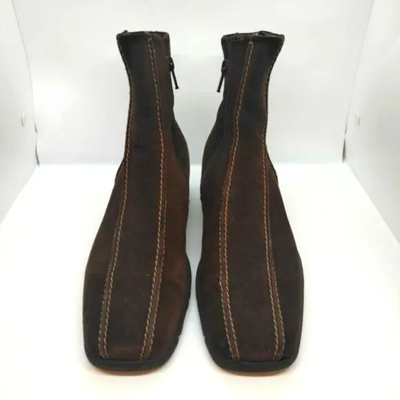 Ecco Womens Brown Leather Casual Zip Up Boots Size 38 US 7 To 7.5‎ Ecco Boots