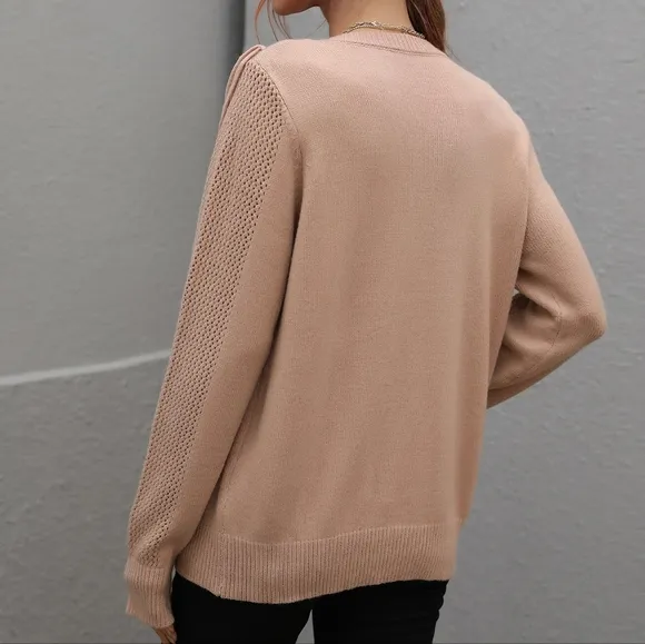 Effortless Fringe Accent Sweater - Peach